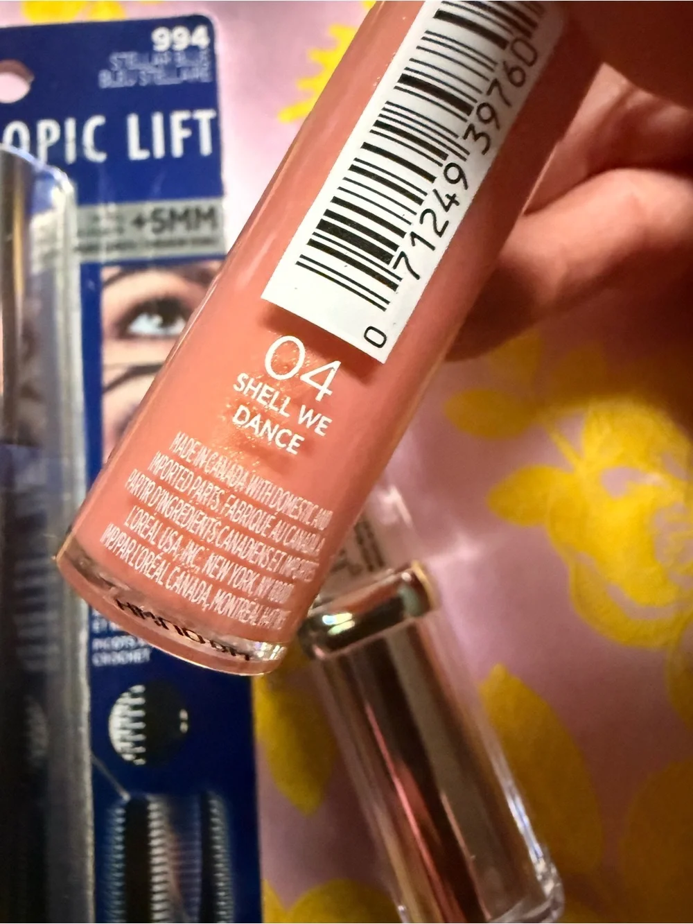 L'Oreal Telescopic Lift Mascara with Peach Glowing Lip Gloss and Nude Lipstick